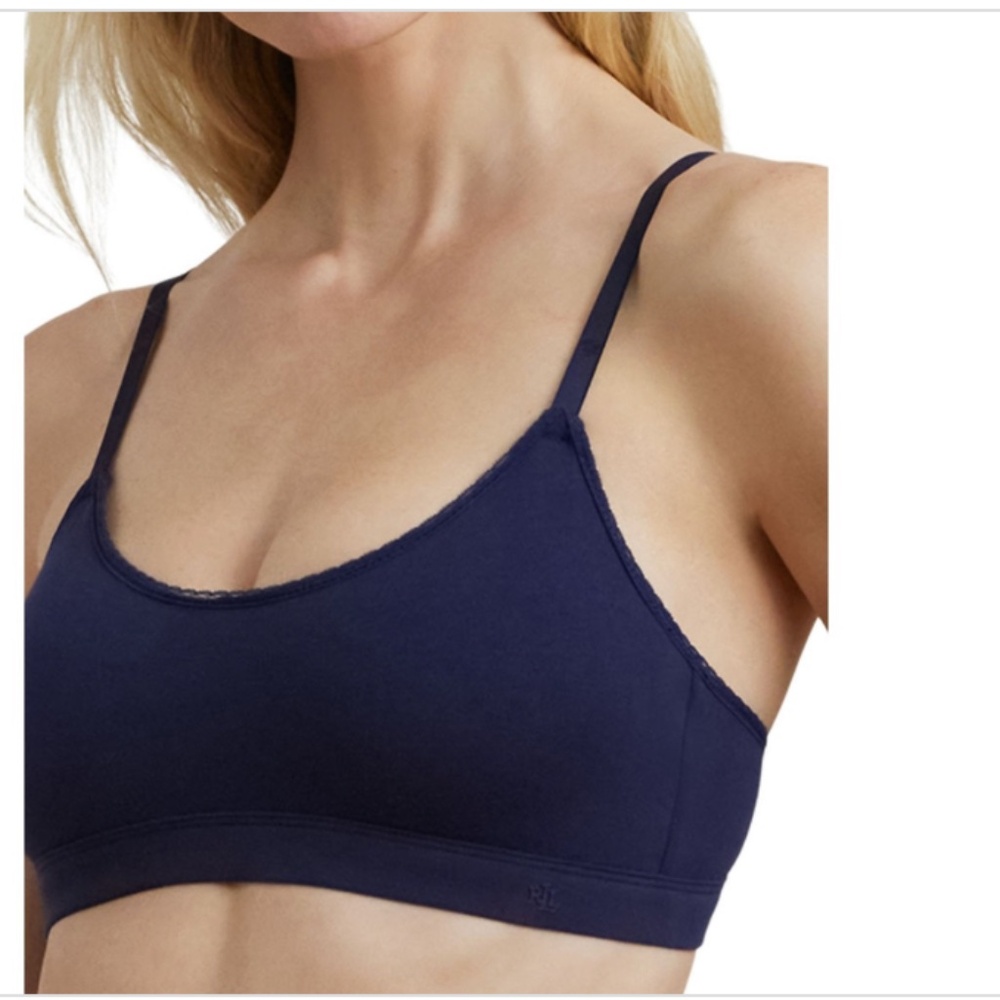 Ralph Lauren NAVY Lace-Trim Bralette